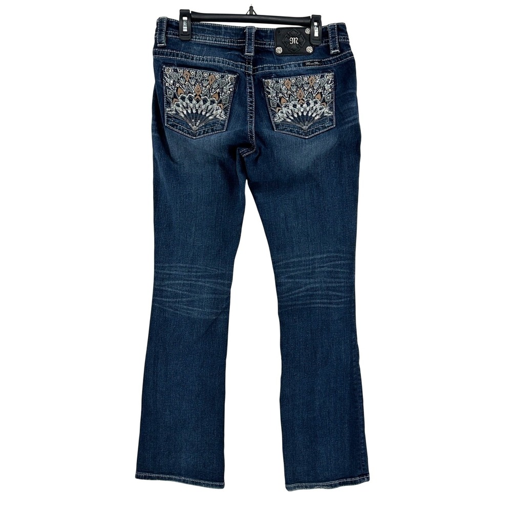 Miss Me Bootcut Jeans Women 30 Blue Dark Wash Embellished Mid Rise Y2K MP8774B - Picture 2 of 12